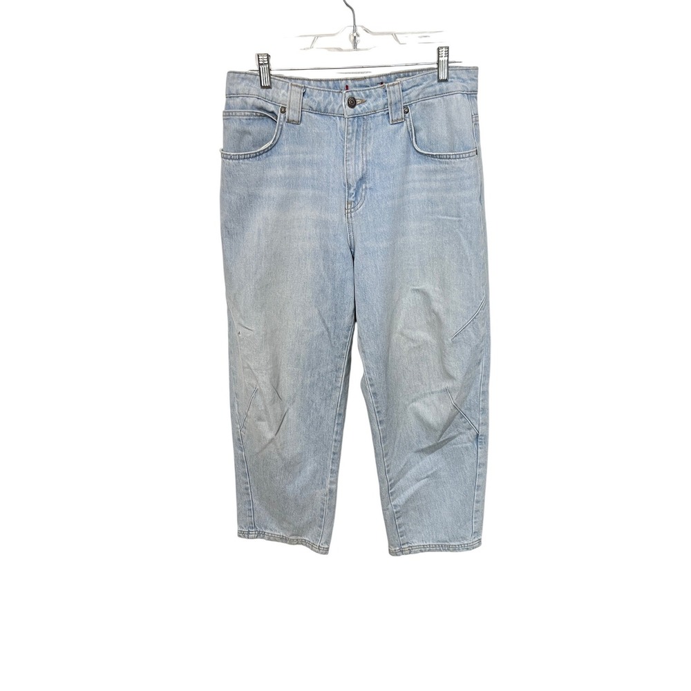 Zara‎ Barrel Leg Jeans Womens Size 6 Light Wash Blue Denim High Rise Tapered